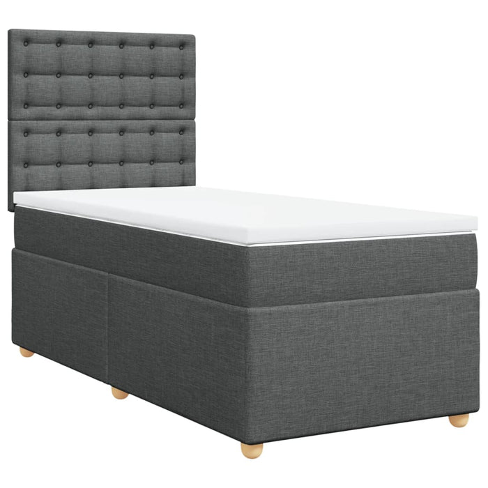 Pat box spring cu saltea, gri închis, 80x200 cm, textil - WALTI WALTI
