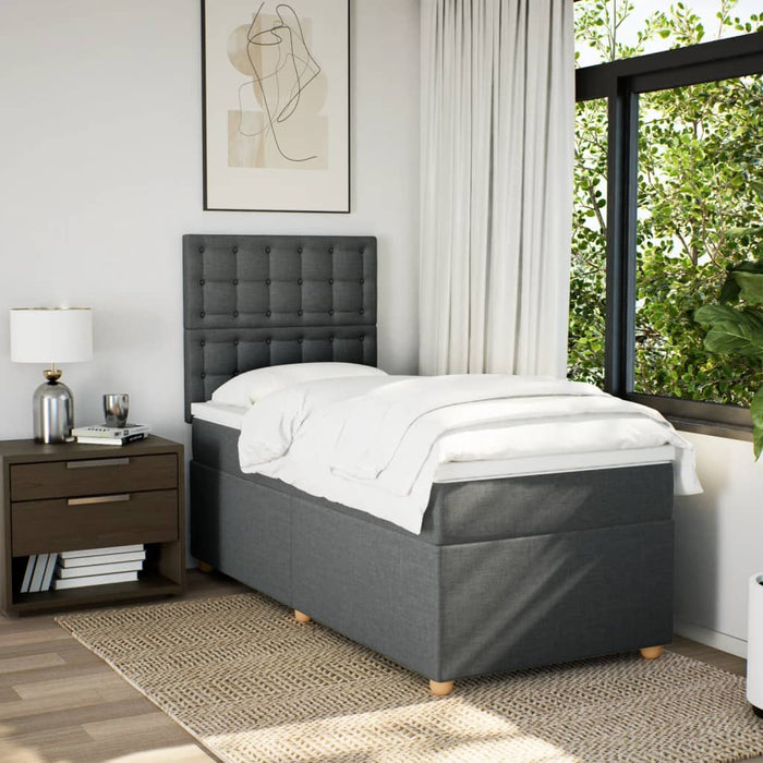 Pat box spring cu saltea, gri închis, 80x200 cm, textil - WALTI WALTI