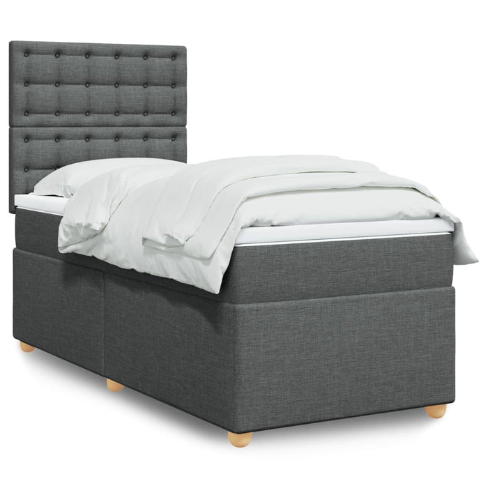 Pat box spring cu saltea, gri închis, 80x200 cm, textil - WALTI WALTI