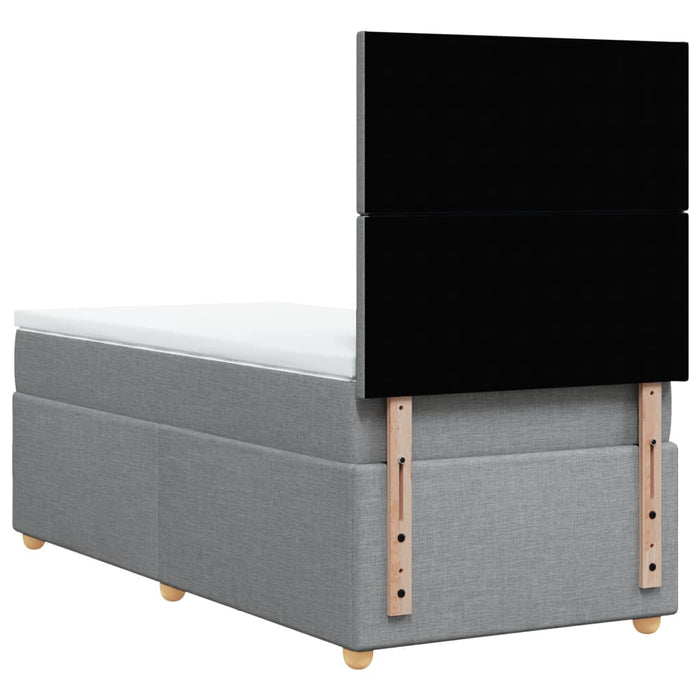 Pat box spring cu saltea, gri deschis, 90x190 cm, textil - WALTI WALTI