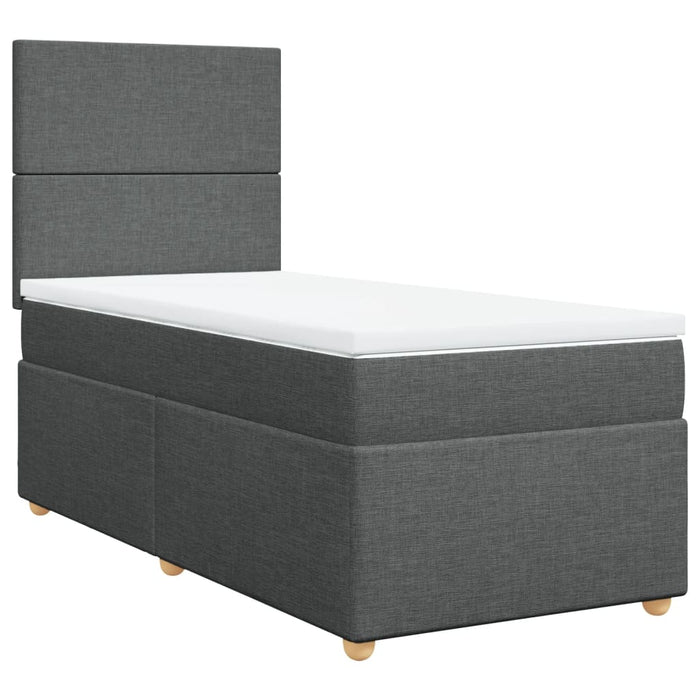Pat box spring cu saltea, gri închis, 90x190 cm, textil - WALTI WALTI