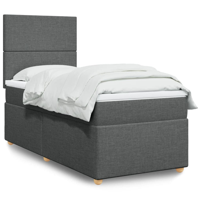 Pat box spring cu saltea, gri închis, 90x190 cm, textil - WALTI WALTI