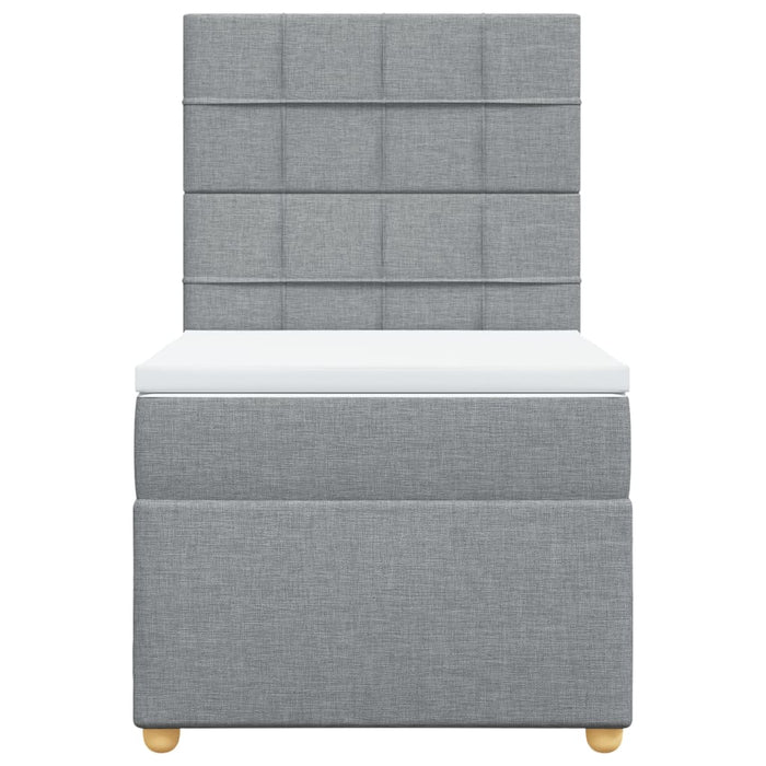 Pat box spring cu saltea, gri deschis, 90x190 cm, textil - WALTI WALTI