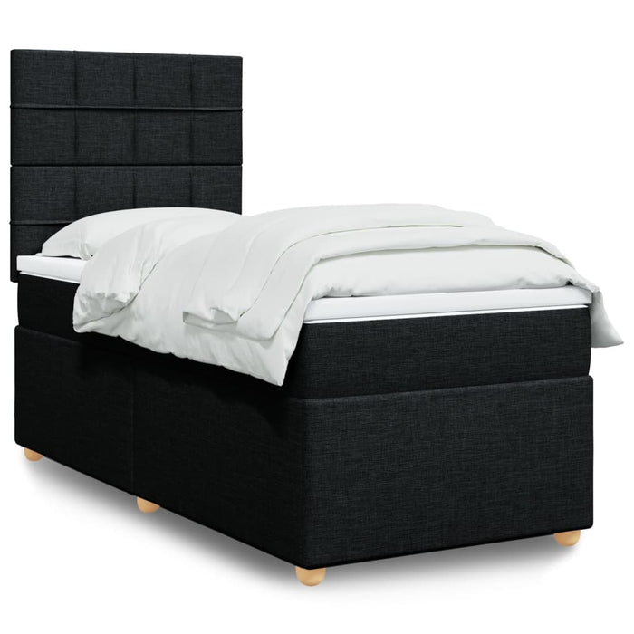 Pat box spring cu saltea, negru, 90x190 cm, textil - WALTI WALTI