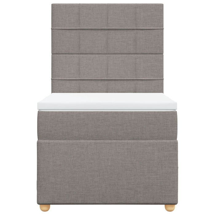 Pat box spring cu saltea, gri taupe, 90x190 cm, textil - WALTI WALTI