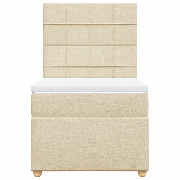 Pat box spring cu saltea, crem, 90x190 cm, textil - WALTI WALTI