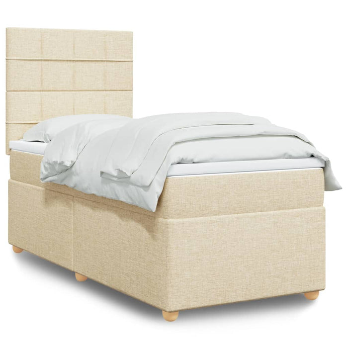Pat box spring cu saltea, crem, 90x190 cm, textil - WALTI WALTI