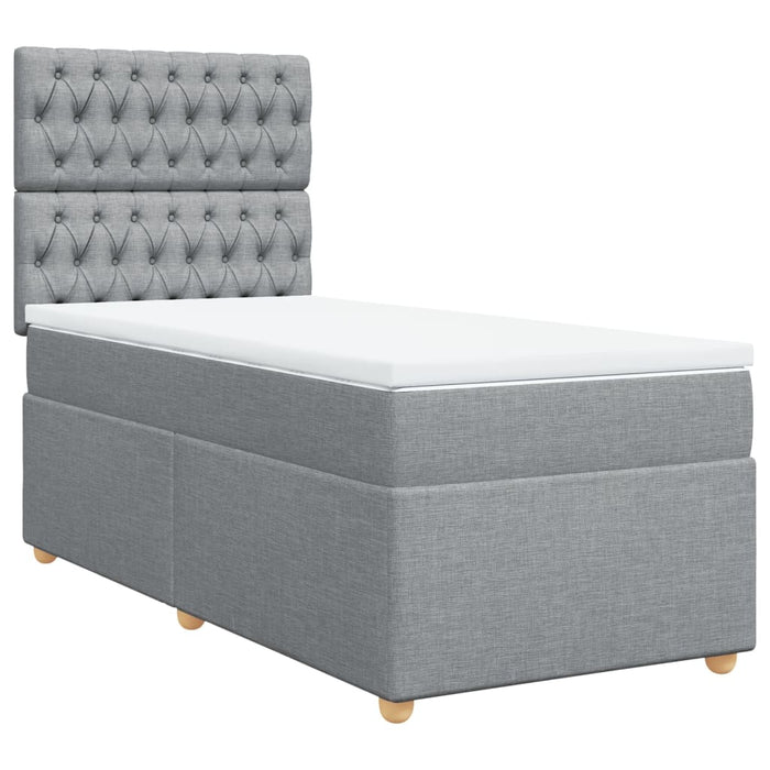 Pat box spring cu saltea, gri deschis, 90x190 cm, textil - WALTI WALTI