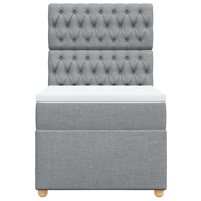 Pat box spring cu saltea, gri deschis, 90x190 cm, textil - WALTI WALTI