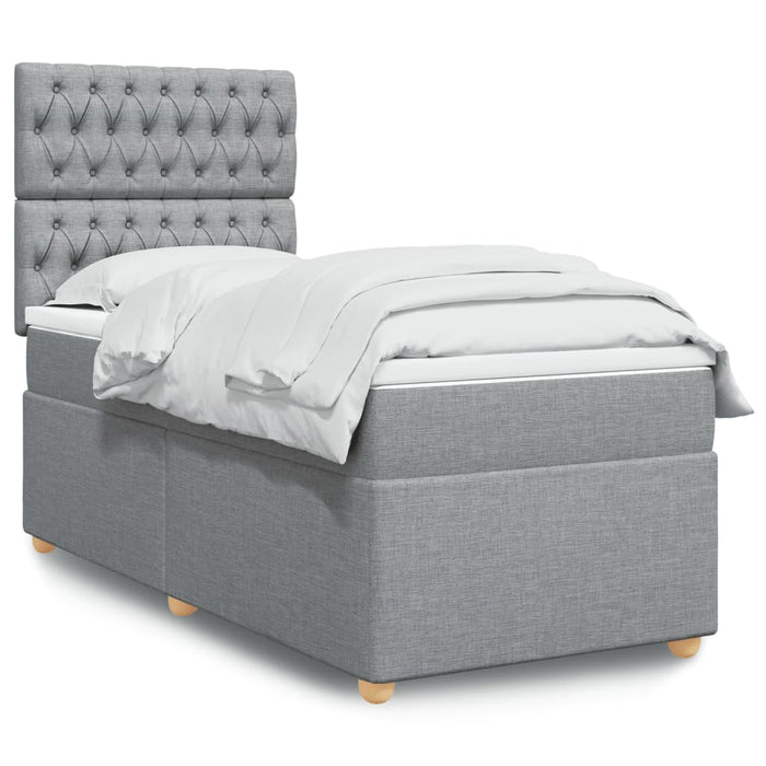 Pat box spring cu saltea, gri deschis, 90x190 cm, textil - WALTI WALTI