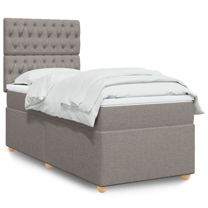 Pat box spring cu saltea, gri taupe, 90x190 cm, textil - WALTI WALTI