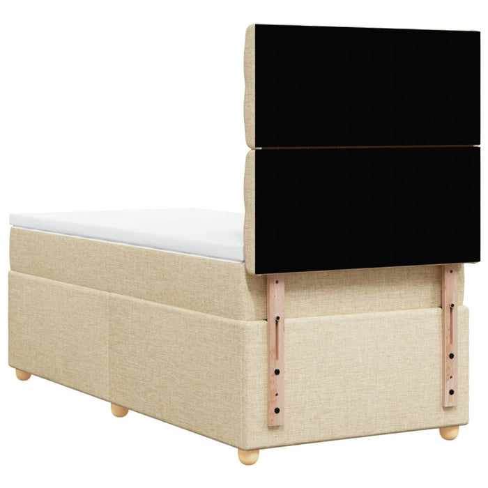 Pat box spring cu saltea, crem, 90x190 cm, textil - WALTI WALTI