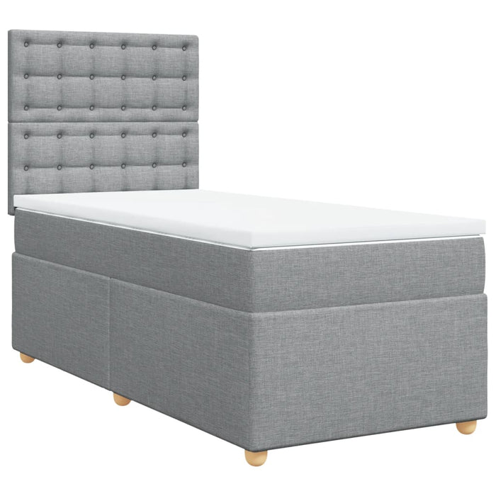 Pat box spring cu saltea, gri deschis, 90x190 cm, textil - WALTI WALTI