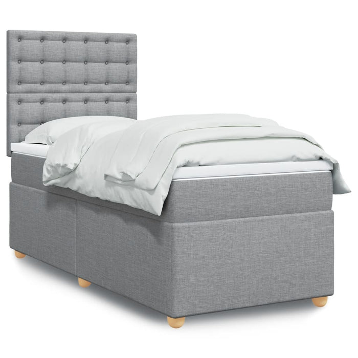 Pat box spring cu saltea, gri deschis, 90x190 cm, textil - WALTI WALTI