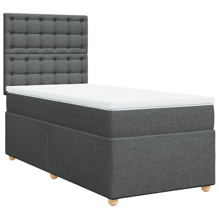 Pat box spring cu saltea, gri închis, 90x190 cm, textil - WALTI WALTI