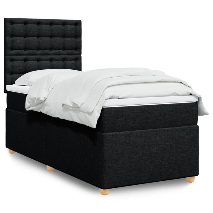 Pat box spring cu saltea, negru, 90x190 cm, textil - WALTI WALTI