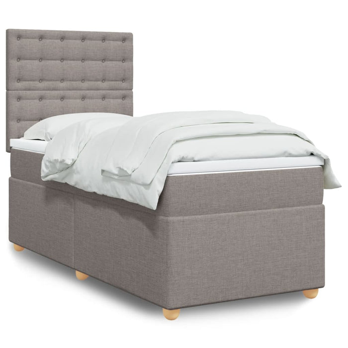 Pat box spring cu saltea, gri taupe, 90x190 cm, textil - WALTI WALTI