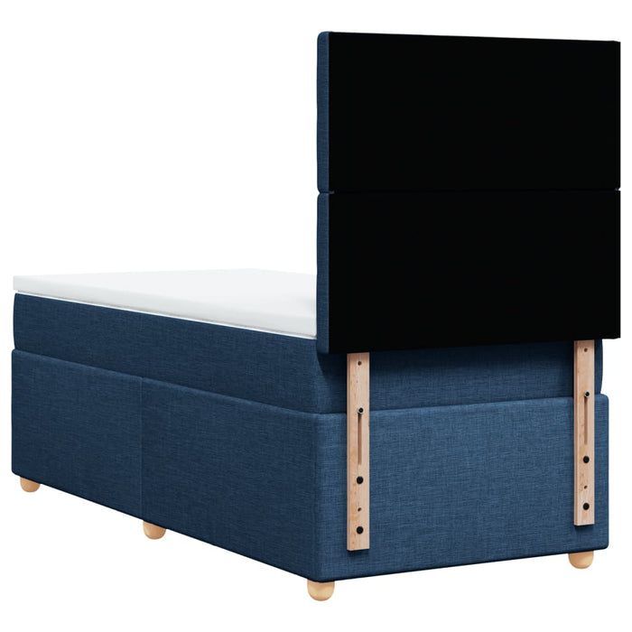 Pat box spring cu saltea, albastru, 90x190 cm, textil - WALTI WALTI