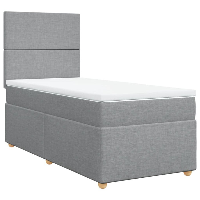 Pat box spring cu saltea, gri deschis, 90x200 cm, textil - WALTI WALTI