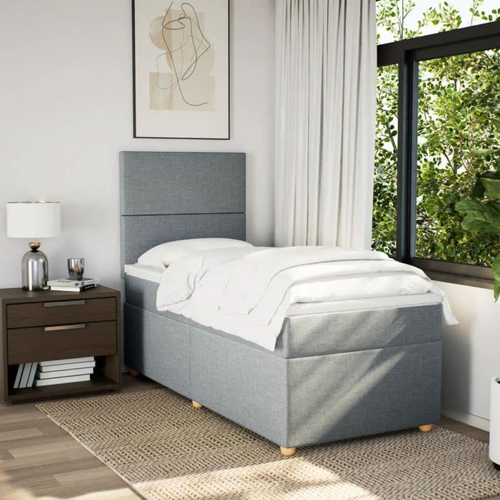Pat box spring cu saltea, gri deschis, 90x200 cm, textil - WALTI WALTI