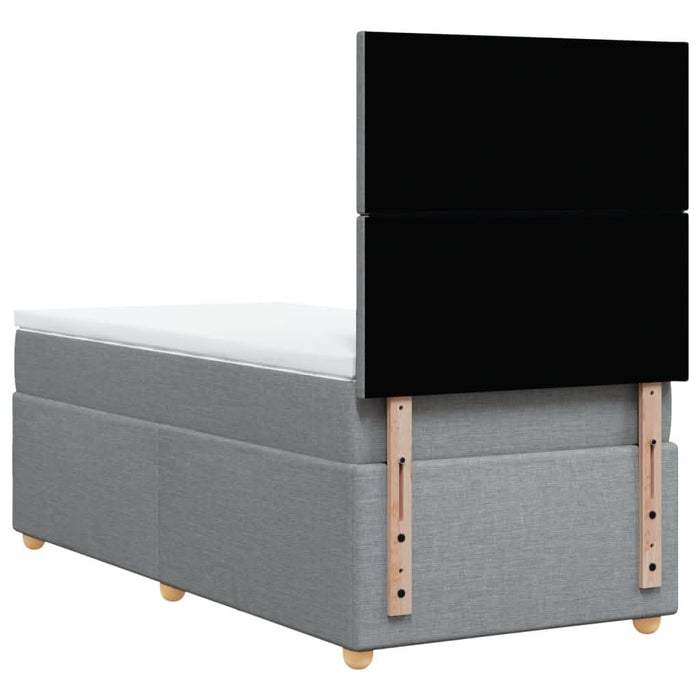 Pat box spring cu saltea, gri deschis, 90x200 cm, textil - WALTI WALTI