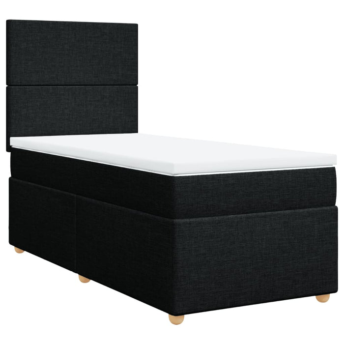 Pat box spring cu saltea, negru, 90x200 cm, textil - WALTI WALTI