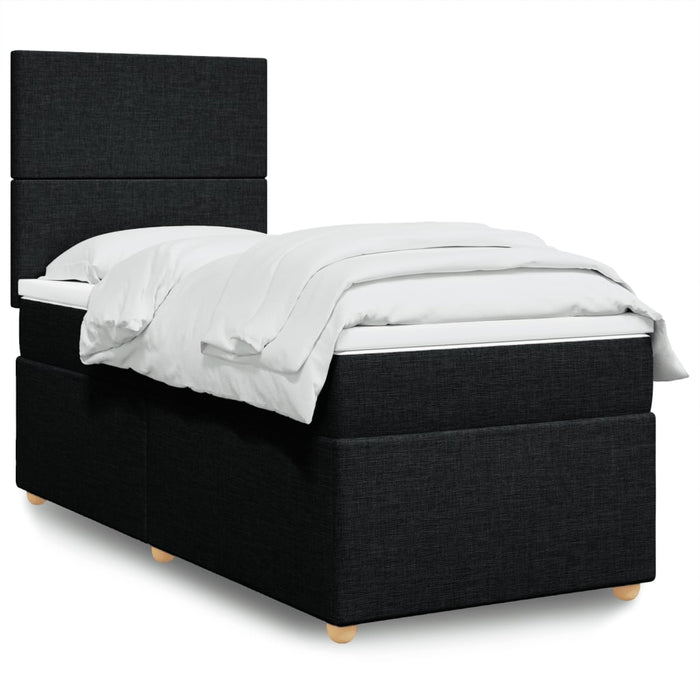 Pat box spring cu saltea, negru, 90x200 cm, textil - WALTI WALTI