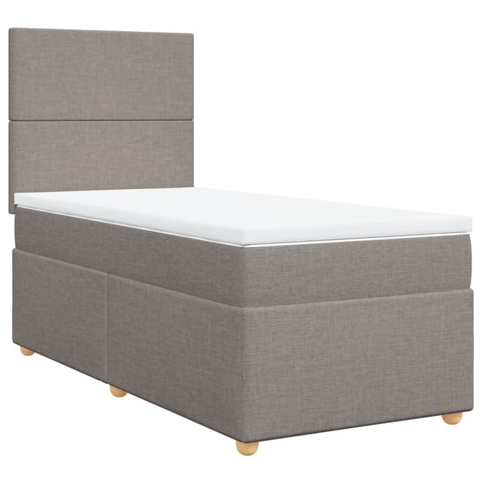 Pat box spring cu saltea, gri taupe, 90x200 cm, textil - WALTI WALTI