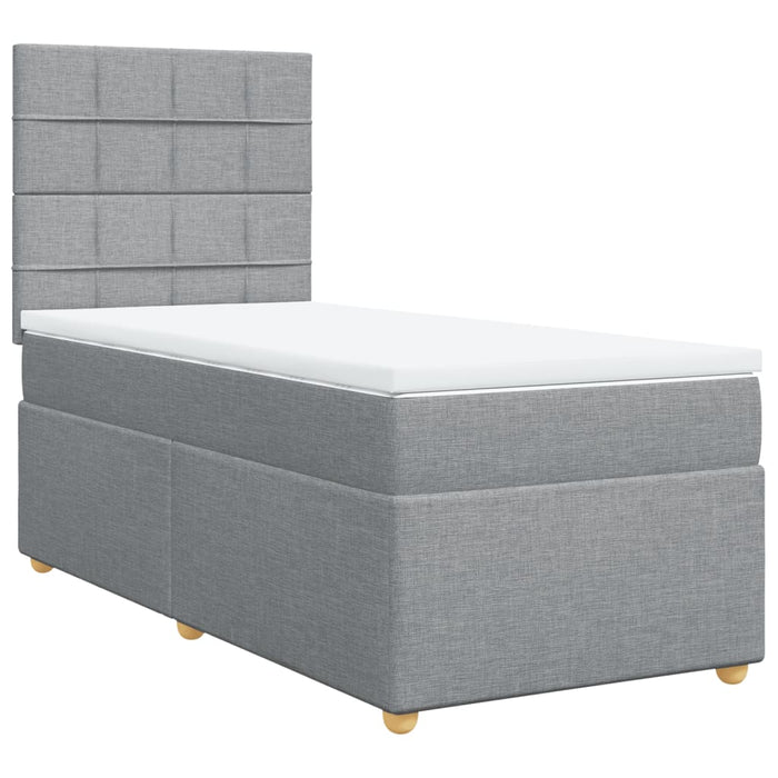 Pat box spring cu saltea, gri deschis, 90x200 cm, textil - WALTI WALTI