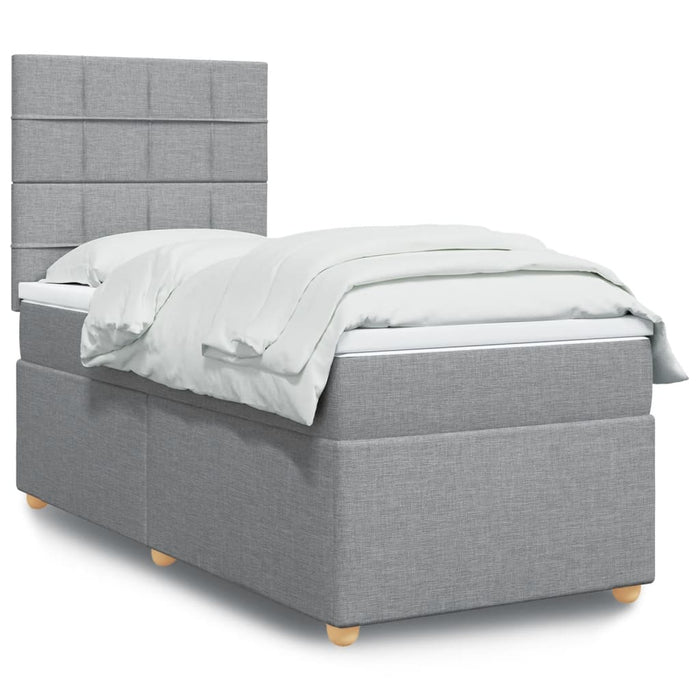 Pat box spring cu saltea, gri deschis, 90x200 cm, textil - WALTI WALTI
