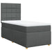 Pat box spring cu saltea, gri închis, 90x200 cm, textil - WALTI WALTI