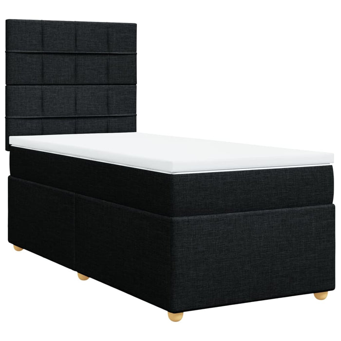 Pat box spring cu saltea, negru, 90x200 cm, textil - WALTI WALTI