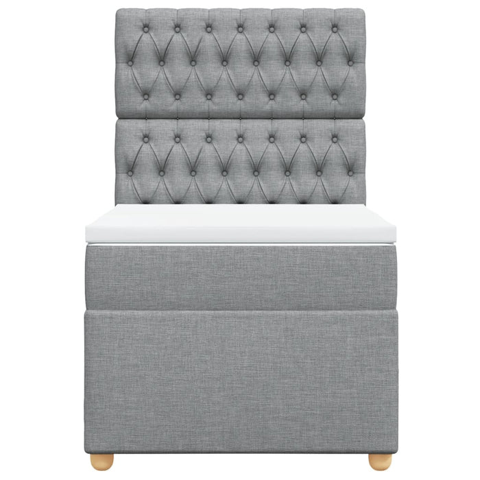 Pat box spring cu saltea, gri deschis, 90x200 cm, textil - WALTI WALTI