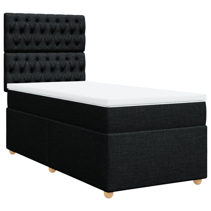 Pat box spring cu saltea, negru, 90x200 cm, textil - WALTI WALTI