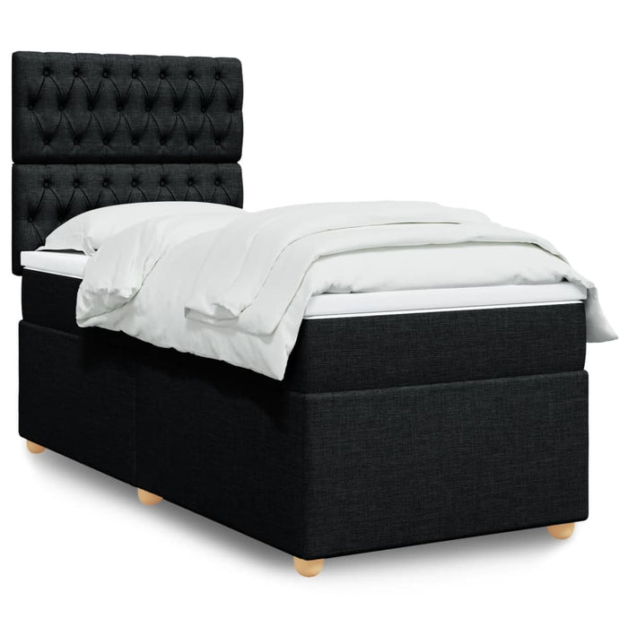 Pat box spring cu saltea, negru, 90x200 cm, textil - WALTI WALTI