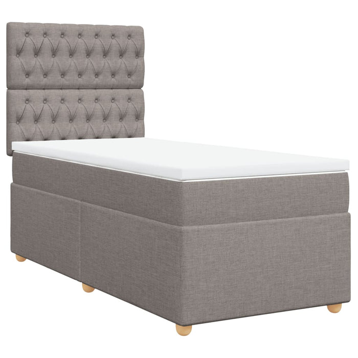 Pat box spring cu saltea, gri taupe, 90x200 cm, textil - WALTI WALTI