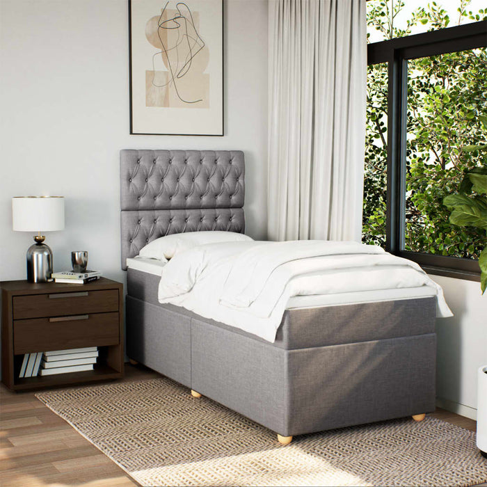 Pat box spring cu saltea, gri taupe, 90x200 cm, textil - WALTI WALTI
