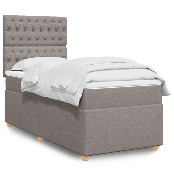 Pat box spring cu saltea, gri taupe, 90x200 cm, textil - WALTI WALTI