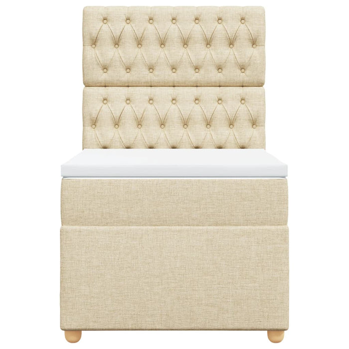 Pat box spring cu saltea, crem, 90x200 cm, textil - WALTI WALTI