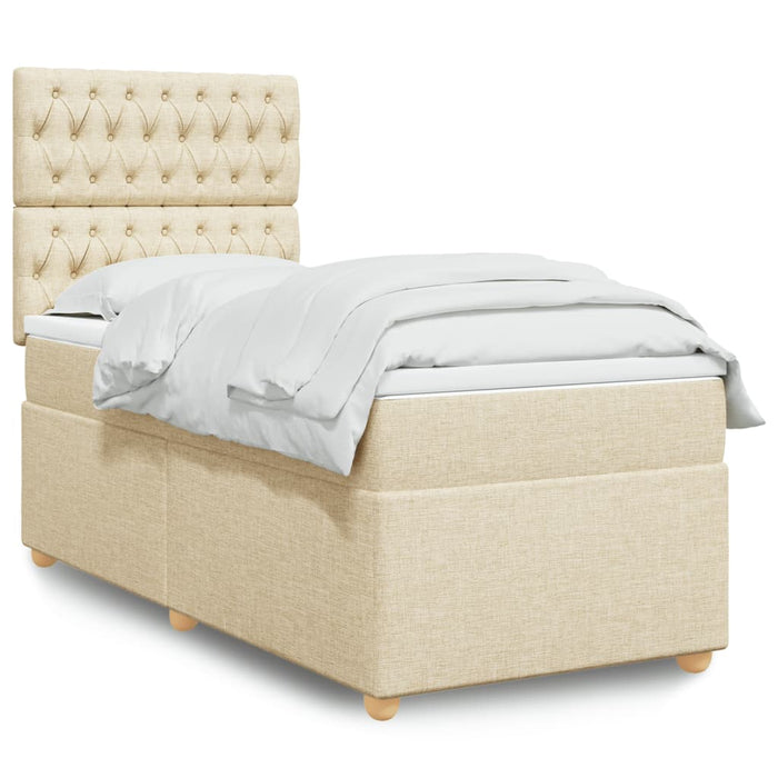 Pat box spring cu saltea, crem, 90x200 cm, textil - WALTI WALTI