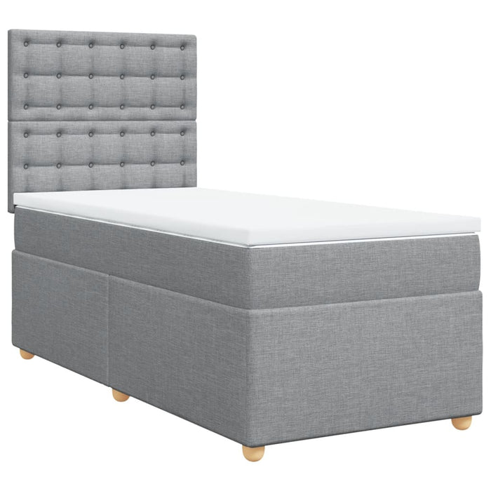 Pat box spring cu saltea, gri deschis, 90x200 cm, textil - WALTI WALTI