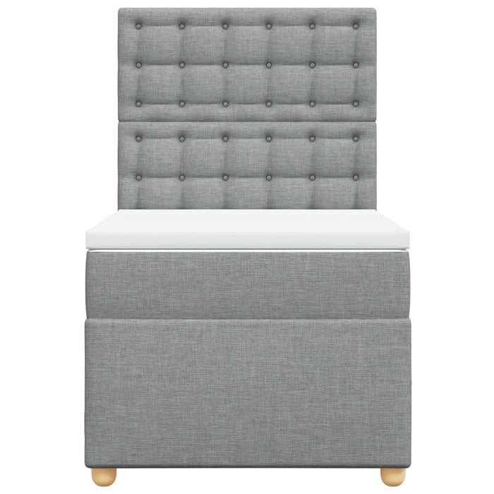 Pat box spring cu saltea, gri deschis, 90x200 cm, textil - WALTI WALTI