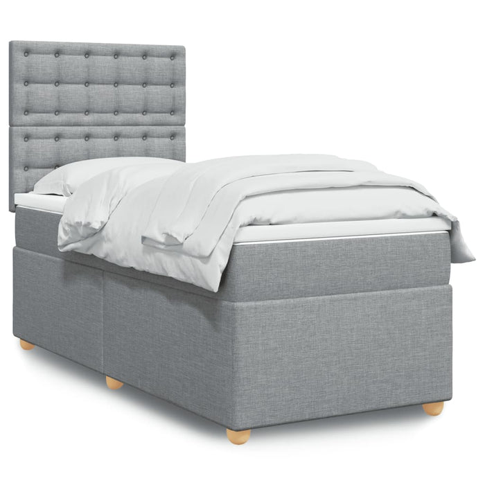 Pat box spring cu saltea, gri deschis, 90x200 cm, textil - WALTI WALTI