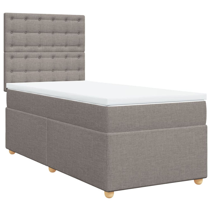 Pat box spring cu saltea, gri taupe, 90x200 cm, textil - WALTI WALTI