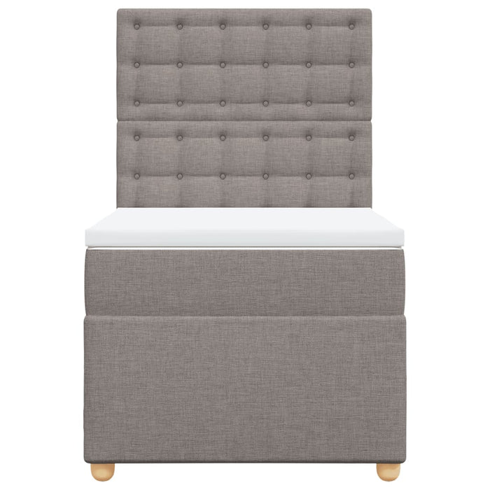Pat box spring cu saltea, gri taupe, 90x200 cm, textil - WALTI WALTI