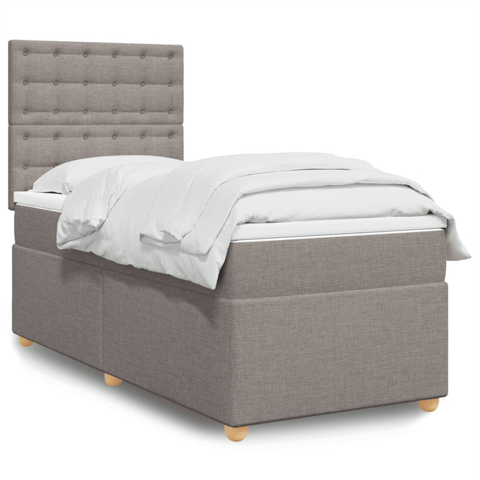 Pat box spring cu saltea, gri taupe, 90x200 cm, textil - WALTI WALTI