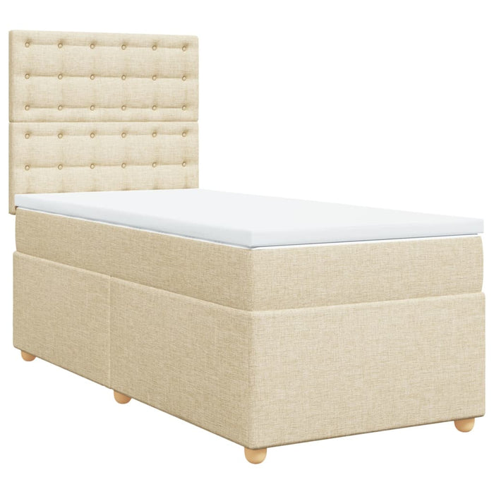 Pat box spring cu saltea, crem, 90x200 cm, textil - WALTI WALTI