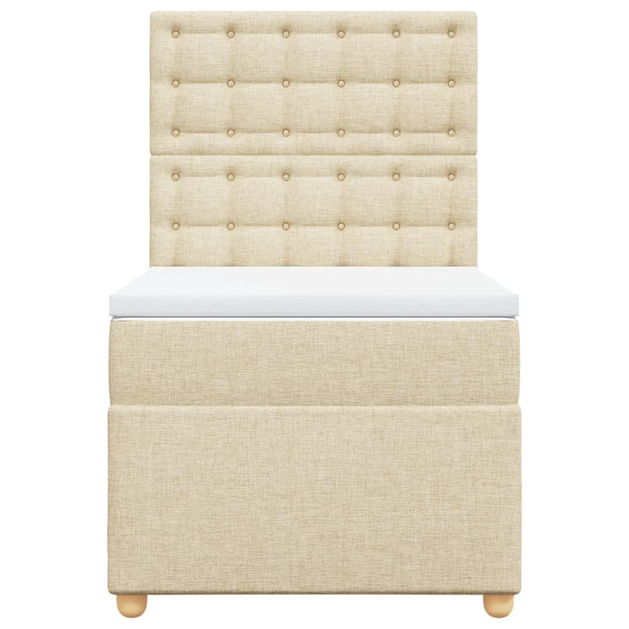 Pat box spring cu saltea, crem, 90x200 cm, textil - WALTI WALTI