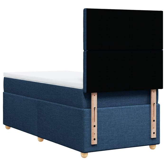 Pat box spring cu saltea, albastru, 90x200 cm, textil - WALTI WALTI
