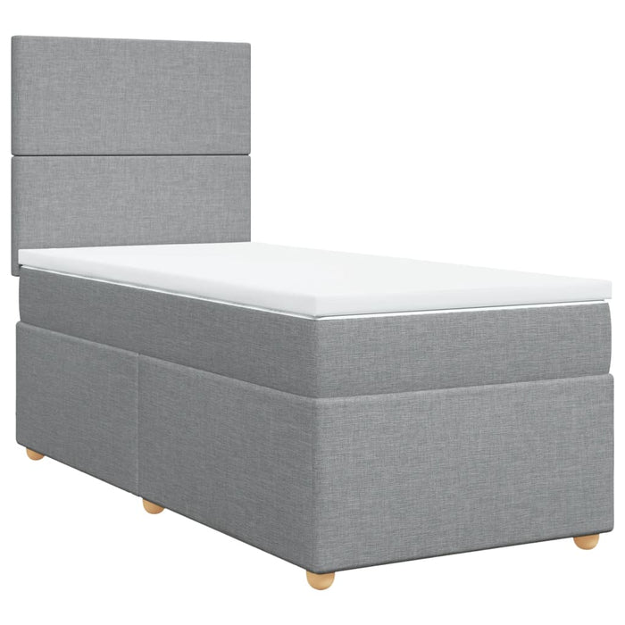 Pat box spring cu saltea, gri deschis, 100x200 cm, textil - WALTI WALTI